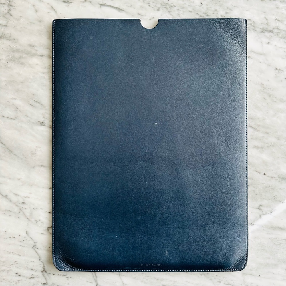 Mansur Gavriel | Leather Navy 13'' Laptop Sleeve OS ($99)